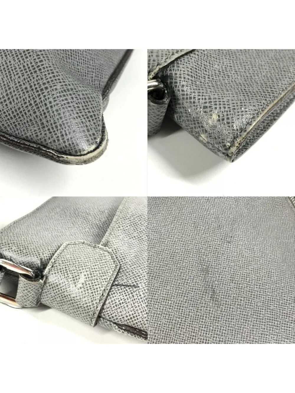 Louis Vuitton Shoulder Bag Sasha Taiga Leather Glacier Gray